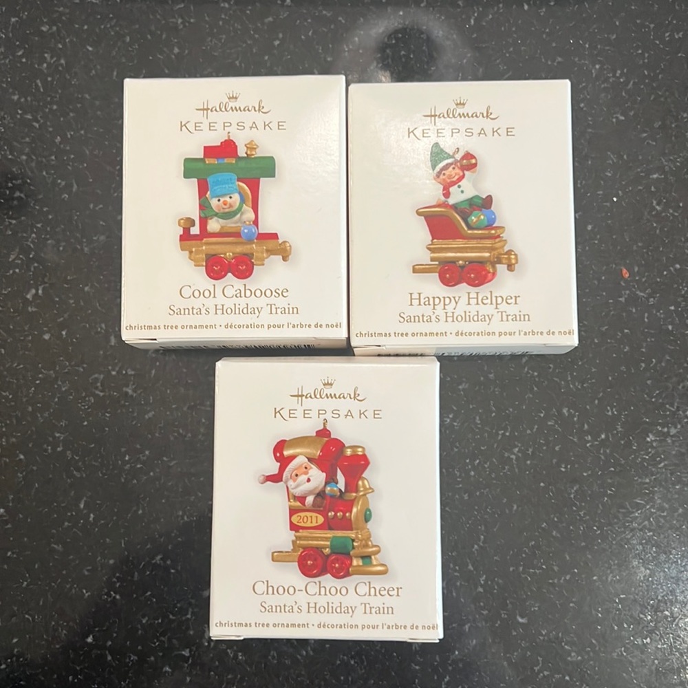 NIB 2011 Hallmark Keepsake Santa’s Holiday Train - 3 in a set/New Condition